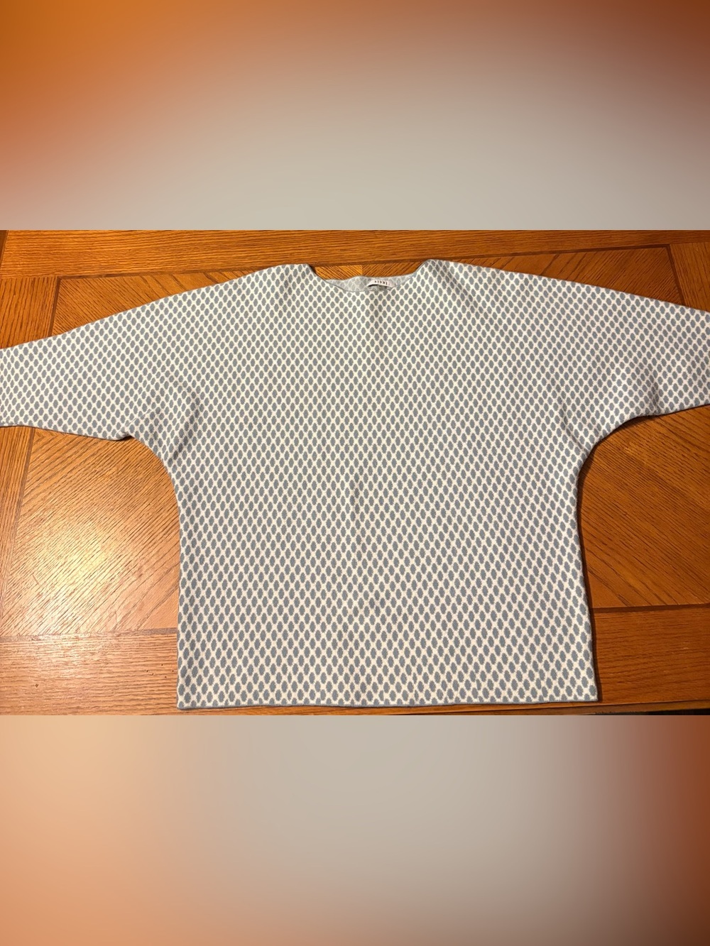 Sioni Diamond-Pattern Crewneck Sweater - Light Gray & White size XL